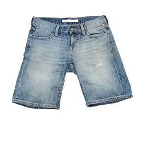 Old Navy Vintage Womens 100% cotton low rise Blue Denim Bermuda Jean Shorts 2009